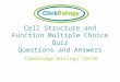 Cell Structure and Function Multiple Choice Quiz Questions and Answers