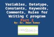 Variables in C and C++ Language