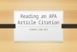 Reading an APA Citation