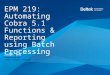 Deltek Insight 2011: Automating Cobra 5.1 Functions & Reporting using Batch Processing