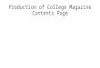Production of College Magazine Contents Page