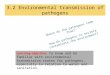 3.2 Environmental transmission of pathogens Where do the pathogens come from? How do pathogens in excreta contaminate the environment? Learning objective:
