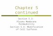 Chapter 5 continued Section 5.3: Plasma Membrane Permeability Section 5.4: Modification of Cell Surfaces