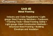 PowerPoint ® Presentation Unit 45 Metal Framing Industry and Code Regulations Light- gauge Steel Framing Members Fasteners Framing Tools Metal Framing