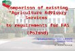 Agricultural Advisory Center in Brwinów Branch in Radom dr Henryk Skórnicki Comparison of existing Agriculture Advisory Services to requirements for FAS