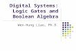 Digital Systems: Logic Gates and Boolean Algebra Wen-Hung Liao, Ph.D