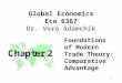 1 Global Economics Eco 6367 Dr. Vera Adamchik Foundations of Modern Trade Theory: Comparative Advantage