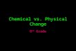 Chemical vs. Physical Change 6 th Grade. There are two types of properties: PhysicalPropertiesChemicalProperties