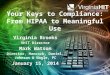 Your Keys to Compliance: From HIPAA to Meaningful Use Virginia Brooks VHIT Director Mark Watson Director, Hancock, Daniel, Johnson & Nagle, PC January
