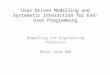 User Driven Modelling and Systematic Interaction for End-User Programming Modelling for Engineering Processes Peter Hale UWE