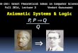 15-251: Great Theoretical Ideas in Computer Science Axiomatic Systems & Logic Fall 2014, Lecture 3Venkat Guruswami ⇒ P, P  Q Q