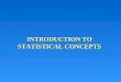 INTRODUCTION TO STATISTICAL CONCEPTS. Objectives Definition of “statistics” Descriptive vs. Inferential Statistics Types of Descriptive Statistics Elements