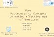 1 From Procedures to Concepts by making effective use of exercises John Mason AIMSSEC ACE Yr 1 Jan 2013 The Open University Maths Dept University of Oxford