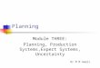 Planning Module THREE: Planning, Production Systems,Expert Systems, Uncertainty Dr M M Awais