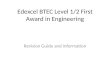 Edexcel BTEC Level 1/2 First Award in Engineering Revision Guide and information