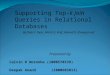 Supporting Top-k join Queries in Relational Databases By:Ihab F. Ilyas, Walid G. Aref, Ahmed K. Elmagarmid Presented by: Calvin R Noronha (1000578539)