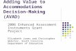 Adding Value to Accommodations Decision-Making (AVAD) 2006 Enhanced Assessment Instruments Grant Project Elizabeth Jones and Christopher Webster, South
