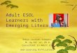 Adult ESOL Learners with Emerging Literacy Robin Lovrien Schwarz, M. Sp.Ed: LD; Ph.D. Consultant in Adult ESOL and Learning Difficulties