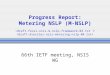 Progress Report: Metering NSLP (M-NSLP) 66th IETF meeting, NSIS WG