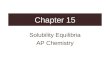 Chapter 15 Solubility Equilibria AP Chemistry. The Solubility Product Constant, K sp Many important ionic compounds are only slightly soluble in water
