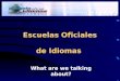 Escuelas Oficiales de Idiomas What are we talking about?