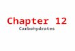 Chapter 12 Carbohydrates. Chapter 132 Carbohydrates Synthesized by plants using sunlight to convert CO 2 and H 2 O to glucose and O 2. Polymers include
