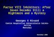 Factor VIII Inhibitors: After Seven Decades Still a Nightmare and a Mystery Georges E Rivard Centre Hospitalier Universitaire Sainte-Justine Montréal November