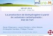 SFGP 2011 Lille 29 nov. – 1er déc. 2011 – Biohydrogène : Etat de l’Art - S. Hiligsmann La production de biohydrogène à partir de substrats carbohydratés