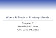Where It Starts – Photosynthesis Chapter 7 Hsueh-Fen Juan Oct. 02 & 09, 2012