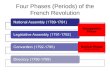 Four Phases (Periods) of the French Revolution National Assembly (1789-1791)Legislative Assembly (1791-1792)Convention (1792-1795)Directory (1795-1799)