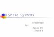 Hybrid Systems Presented by: Arnab De Anand S. An Intuitive Introduction to Hybrid Systems Discrete program with an analog environment. What does it mean?