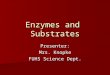 Enzymes and Substrates Presenter: Mrs. Knopke FUHS Science Dept