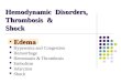 Hemodynamic Disorders, Thrombosis & Shock Edema Hyperemia and Congestion Hemorrhage Hemostasis & Thrombosis Embolism Infarction Shock Edema Edema