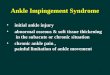 1 Ankle Impingement Syndrome initial ankle injury abnormal osseous & soft tissue thickening in the subacute or chronic situation chronic ankle pain, painful