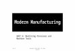 UNIT 6: Machining Processes and Machine Tools Unit 6Copyright © 2014. MDIS. All rights reserved. Modern Manufacturing