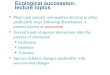 Ecological succession: lecture topics n Plant (and animal) communities develop in often predictable ways following disturbances, a process known as succession