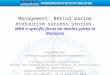 Management: Behind marine ecotourism success stories With a specific focus on marine parks in Malaysia Cheryl Rita Kaur Centre for Coastal and Marine Environment