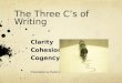 The Three C’s of Writing Clarity Cohesion Cogency Presentation by Charles J. Shields