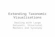 Extending Taxonomic Visualisations Dealing with Large Datasets, Structural Markers and Synonymy