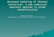 Backward modeling of thermal convection: a new numerical approach applied to plume reconstruction Evgeniy Tantserev Collaborators: Marcus Beuchert and
