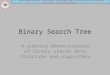 SUNY Oneonta Data Structures and Algorithms Visualization Teaching Materials Generation Group Binary Search Tree A running demonstration of binary search