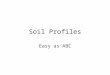 Soil Profiles Easy as ABC. Soil Profile Organic layer (absent in farmed soils Topsoil Subsoil Parent material Usually darker because of organic matter