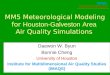 University of Houston IMAQS MM5 Meteorological Modeling for Houston-Galveston Area Air Quality Simulations Daewon W. Byun Bonnie Cheng University of Houston