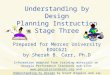 Understanding by Design Planning Instruction Stage Three Prepared for Mercer University EDUC621 by Sherah B. Carr, Ph.D Information adapted from training
