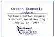 Cotton Economic Update National Cotton Council Mid-Year Board Meeting Aug 22-24, 2007