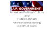 American Political Culture and Public Opinion American political ideology (10-20% of Exam)