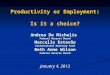 Productivity or Employment: Is it a choice? Andrea De Michelis Federal Reserve Board Marcello Estevão International Monetary Fund Beth Anne Wilson Federal