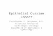 Epithelial Ovarian Cancer Christopher P. DeSimone, M.D. Associate Professor Gynecologic Oncology Department of Obstetrics & Gynecology