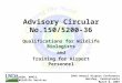 Advisory Circular No.150/5200-36 Qualifications for Wildlife Biologists and Training for Airport Personnel 30th Annual Airport Conference Hershey, Pennsylvania