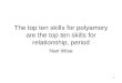 1 The top ten skills for polyamory are the top ten skills for relationship, period Nan Wise